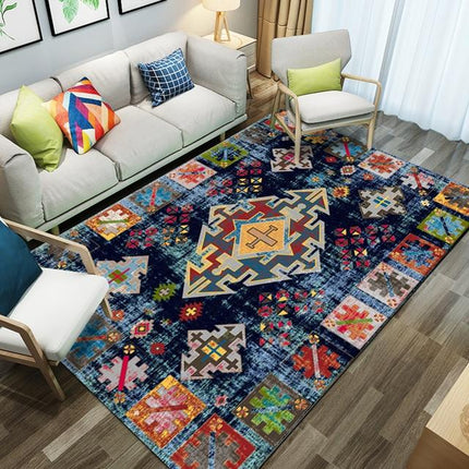 Blåt marokkansk tæppe til stuen