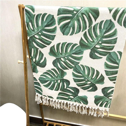 Gulvtæppe med grønt monstera blad mønster