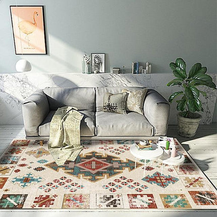 Beige tæppe med marokkansk aztec mønster