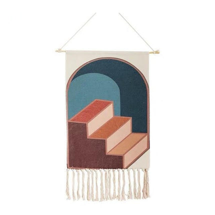 Kunstnerisk gobelin med trappe motiv