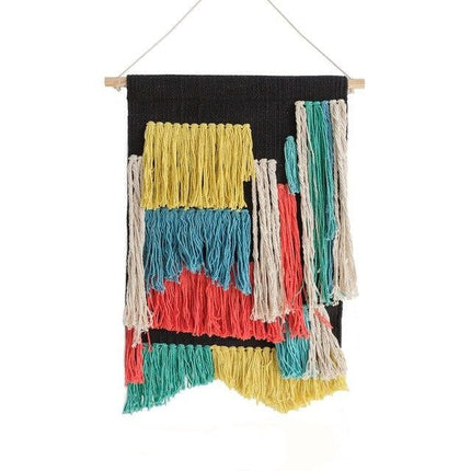 Abstrakt farverigt vævet vægophæng