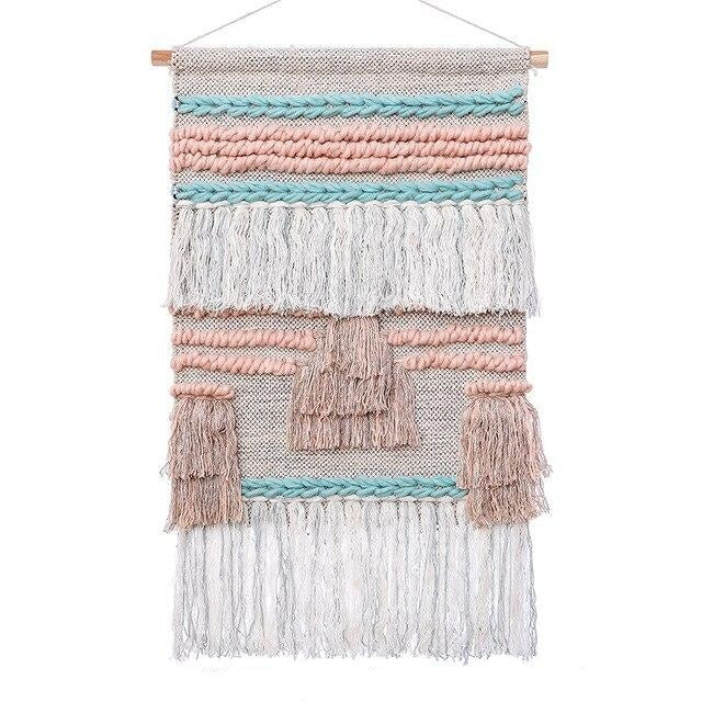 Vævet vægtæppe i lyserød og hvid