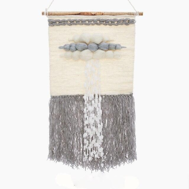 Vægtæppe med sky-motiv og tekstur