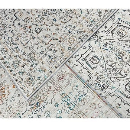 Lyst vintage gulvtæppe med medaljon