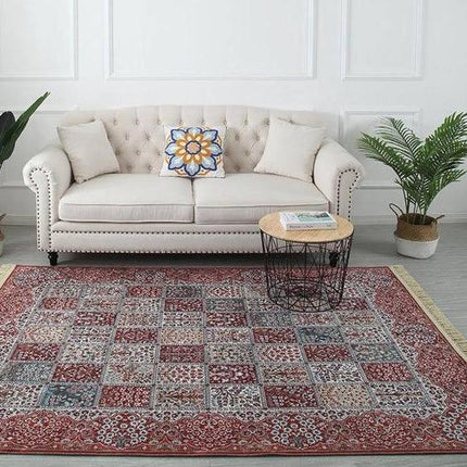 Persisk gulvtæppe med patchwork mønster