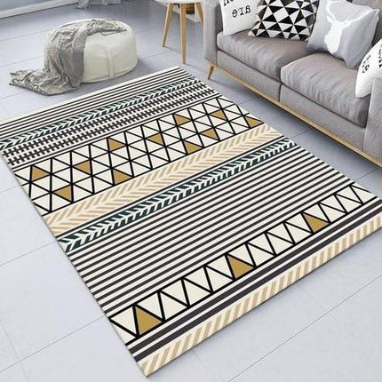 Gult plastiktæppe med grafisk mønster