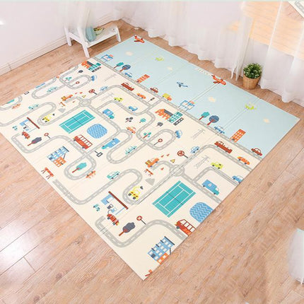 Foldbar legemåtte til baby med bilbane