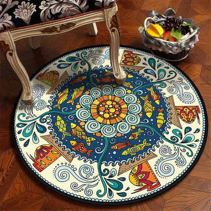 Rundt legetæppe til baby drengeværelse