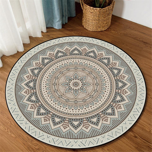 Rundt beige gulvtæppe 120 cm