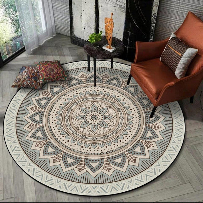 Rundt beige gulvtæppe 120 cm