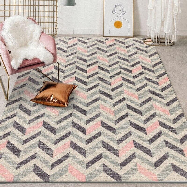 Pudderrosa og gråt tæppe med chevron