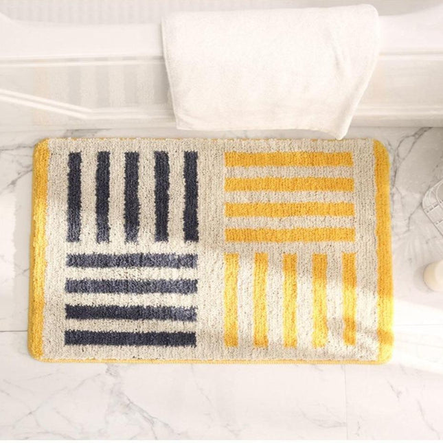 Blød gul bademåtte med striber