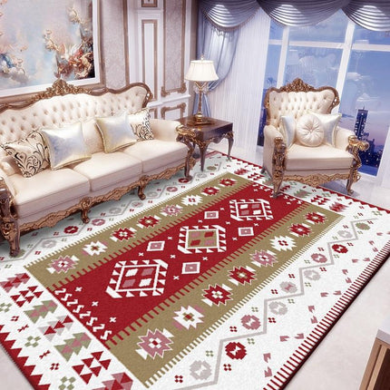 Stuetæppe med mønster i rød hvid