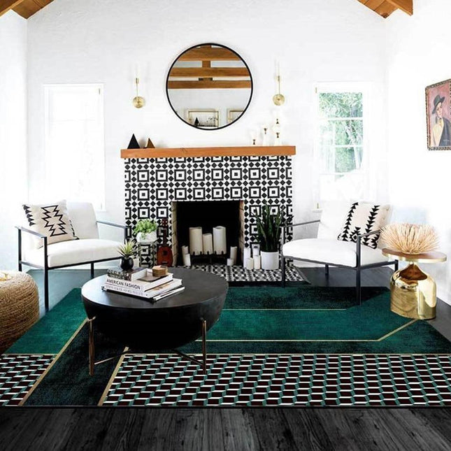 Smaragdgrønt gulvtæppe til stuen