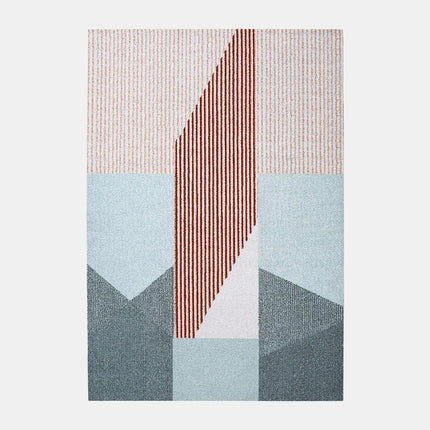 Skandinavisk tæppe med grå blå røde striber