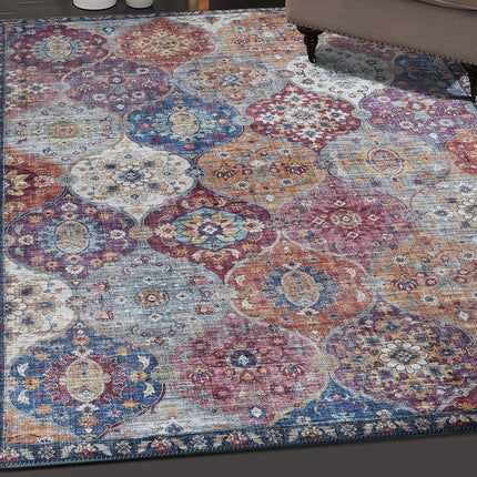 Stort vintage gulvtæppe med medaljonmønster