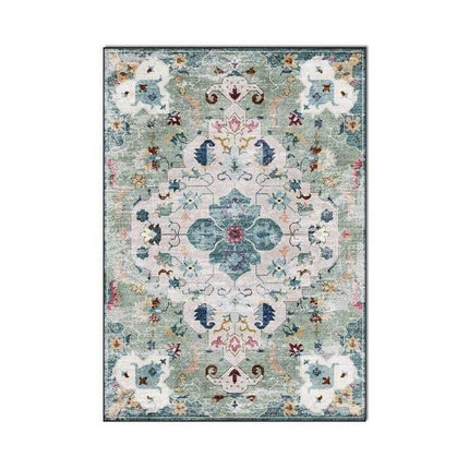 Vintage grønt gulvtæppe med orientalsk mønster