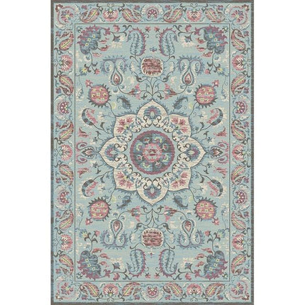 Lyseblå vinyl tæppe med persisk mønster