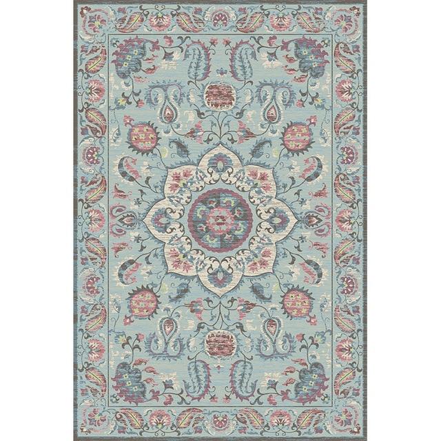 Lyseblå vinyl tæppe med persisk mønster