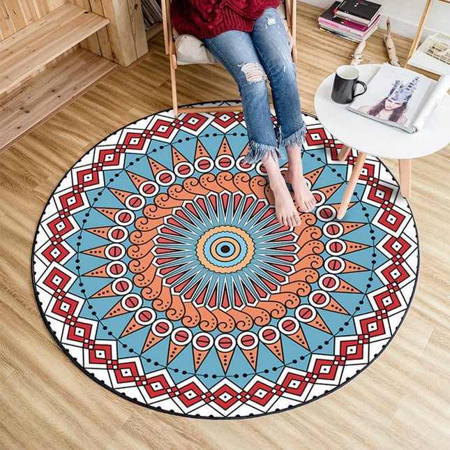 Rundt vinyl tæppe 120 cm mandala